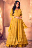 Mustard Yellow Georgette Embroidered Lehenga for Wedding & Party