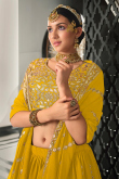 Party Wear Sequins Work Mustard Yellow Lehenga in Georgette