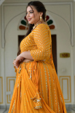 Mustard Yellow Georgette Lehenga for Wedding Wear with Zari Work