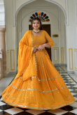 Mustard Yellow Georgette Lehenga for Wedding Wear with Zari Work