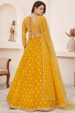 Mustard Yellow Georgette Embroidered Panelled Style Lehenga 