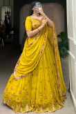 Mustard Yellow Georgette Lehenga for Haldi