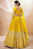 Mustard Yellow Georgette Lehenga with Faux Mirror Work 