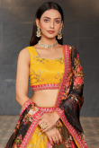 Mustard Yellow Georgette Zari Embroidered Lehenga For Haldi 