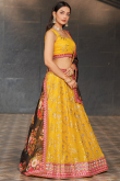Mustard Yellow Georgette Zari Embroidered Lehenga For Haldi 
