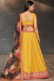 Mustard Yellow Georgette Zari Embroidered Lehenga For Haldi 