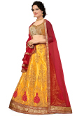 Lace Work Sangeet Lehenga in Mustard Yellow Net