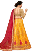 Lace Work Sangeet Lehenga in Mustard Yellow Net