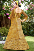 Mustard Yellow Net Lehenga With Thread Embroidery