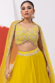 Mustard Yellow Organza Lehenga Choli with Sequins Work For Haldi