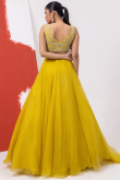 Mustard Yellow Organza Lehenga Choli with Sequins Work For Haldi