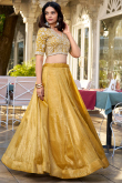Mustard Yellow Organza Lehenga With Zari Work For Festival