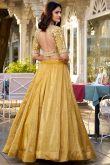 Mustard Yellow Organza Lehenga With Zari Work For Festival