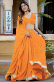 Mustard Yellow Printed Georgette Flared Style Lehenga For Haldi 