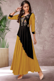 Mustard Yellow Rayon Ankle Length Kurti