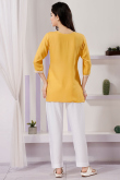 Mustard Yellow Rayon Embroidered Short Kurti 