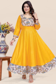 Mustard Yellow Rayon Printed Casual Wear Ready Made Kurti