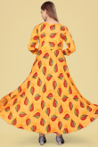 Mustard Yellow Rayon Ready to Wear Printed Frock Style Casual Wear Kurti