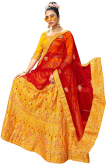 Mustard Yellow Satin A Line Lehenga