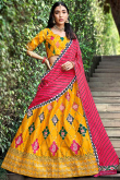 Lehenga in Mustard Yellow Silk for Sangeet with Thread embroidery