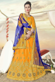 Zari Work Sangeet Lehenga in Mustard Yellow Silk