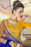 Zari Work Sangeet Lehenga in Mustard Yellow Silk