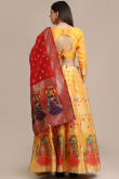 Mustard Yellow Silk A Line Woven Zari Lehenga