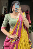Mustard Yellow Silk Blend Lehenga With Printed Work For Diwali