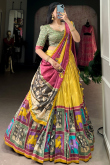 Mustard Yellow Silk Blend Lehenga With Printed Work For Diwali