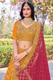 Mustard Yellow Silk Blend Lehenga with Woven Zari Work for Haldi