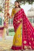 Mustard Yellow Silk Blend Saree with Zari Work For Haldi
