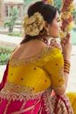 Mustard Yellow Silk Blend Saree with Zari Work For Haldi