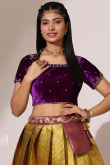 Mustard Yellow Silk Embroidered A Line Lehenga 