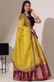 Mustard Yellow Silk Embroidered A Line Lehenga 