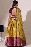 Mustard Yellow Silk Embroidered A Line Lehenga 