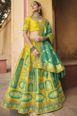 Mustard Yellow Silk Embroidered Lehenga