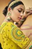 Mustard Yellow Silk Embroidered Lehenga