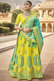 Mustard Yellow Silk Embroidered Lehenga