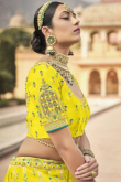Mustard Yellow Silk Embroidered Lehenga