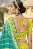 Mustard Yellow Silk Embroidered Lehenga