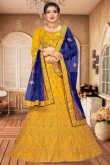 Mustard Yellow Fancy Wedding Wear Lehenga in Silk
