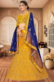 Mustard Yellow Fancy Wedding Wear Lehenga in Silk