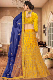 Mustard Yellow Fancy Wedding Wear Lehenga in Silk