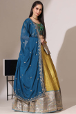 Mustard Yellow Silk Woven Zari A Line Lehenga 