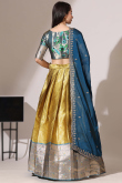 Mustard Yellow Silk Woven Zari A Line Lehenga 