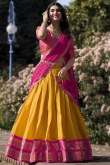 Mustard Yellow Silk Woven Zari A-line style Lehenga