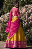 Mustard Yellow Silk Woven Zari A-line style Lehenga