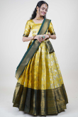 Mustard Yellow Silk Woven Zari Flared Lehenga