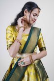 Mustard Yellow Silk Woven Zari Flared Lehenga