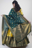 Mustard Yellow Silk Woven Zari Flared Lehenga